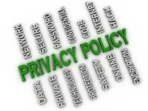 3d image privacy policy issues concept word cloud background Illustrazione stock