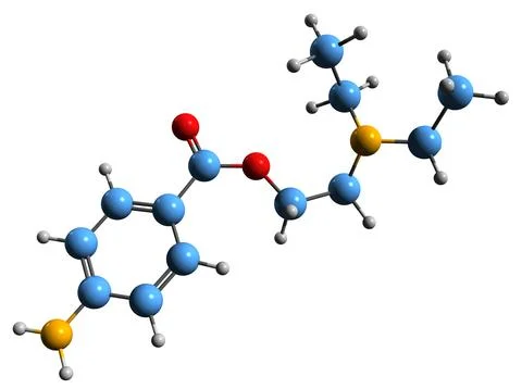 3D image of Procaine skeletal formula 스톡 일러스트
