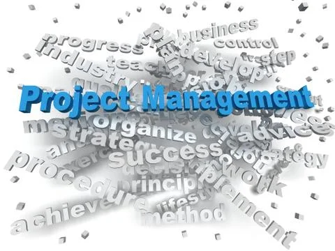 3d image Project Management  word cloud concept Illustrazione stock