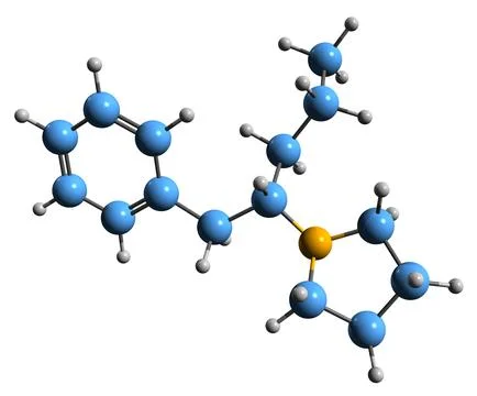 3D image of Prolintane skeletal formula Stock Illustration