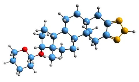 3D image of Prostanozol skeletal formula Stock Illustration