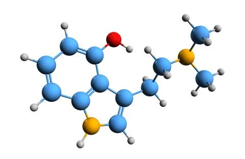 3D image of psilocin skeletal formula Stock Illustration