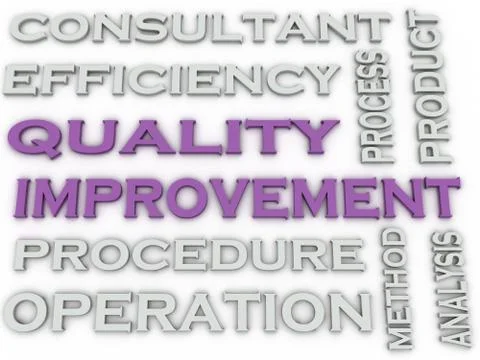 3d image Quality improvement   issues concept word cloud background Illustrazione stock