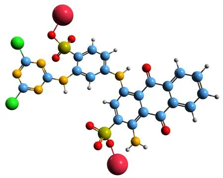 3D image of Reactive Blue 1 skeletal formula Illustrazione stock