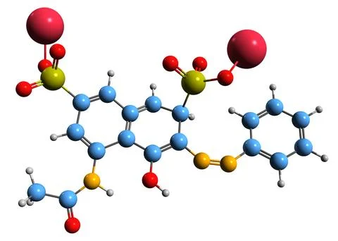3D image of Red 2G skeletal formula Illustrazione stock