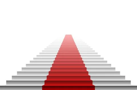 3d image of red carpet on white stair. stairs red Stock Illustration