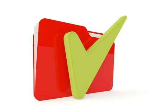 3d image of red file folder with a right sign Stock Illustration