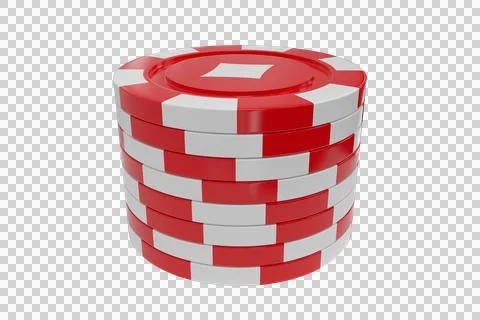 3D image of red gambling chips with diamonds symbol Illustration