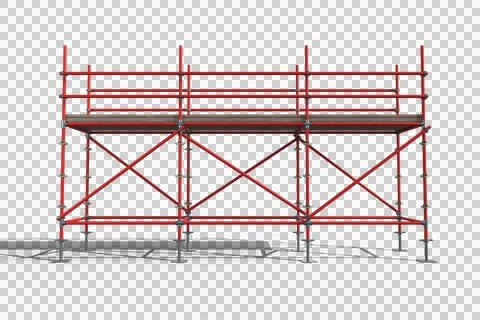 3d image of red metal structure with plank Stock Illustration