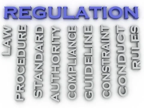 3d image Regulation issues concept word cloud background Stock Illustration