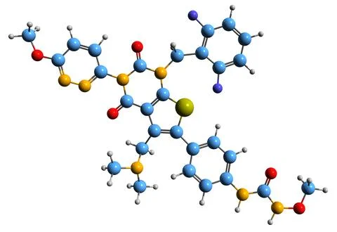 3D image of Relugolix skeletal formula Stock Illustration