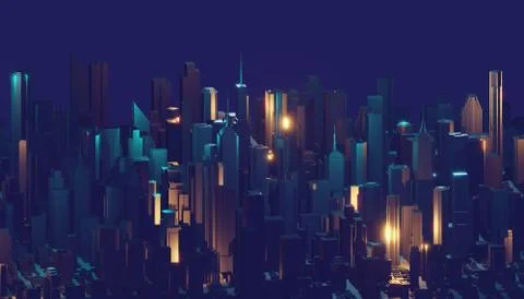 3D image render, Aerial view of cityscape background. 3d rendering Illustrazione stock