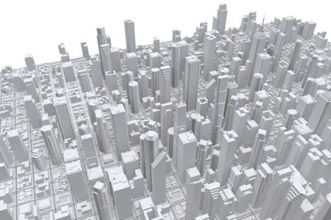3D image render, Aerial view of cityscape background. 3d rendering Stock Illustration