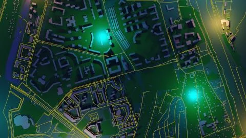 3D image render, Aerial view of cityscape background. 3d rendering Stock Illustration