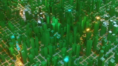 3D image render, Aerial view of cityscape background. 3d rendering Stock-Illustration