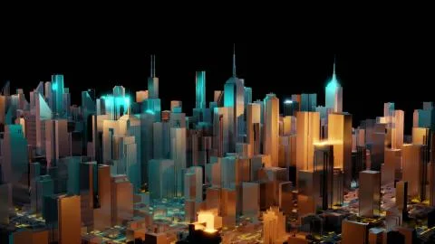 3D image render, Aerial view of cityscape background. 3d rendering Illustrazione stock