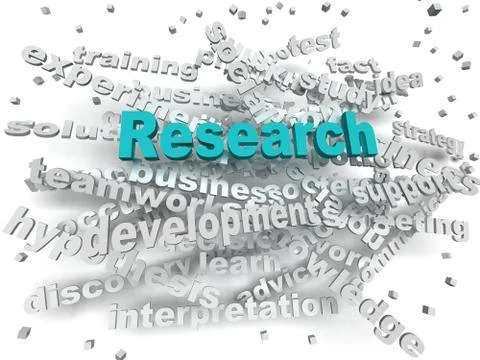 3d image Research word cloud concept Stock Illustration