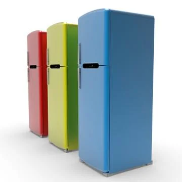 3d image of Retro refrigerator on a white background 02 Illustrazione stock