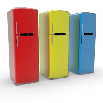 3d image of Retro refrigerator on a white background 03 Stock Illustration