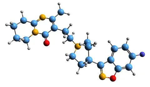 3D image of Risperidone skeletal formula Stock Illustration