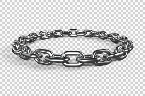 3d image of round shiny silver chain Stock Photos