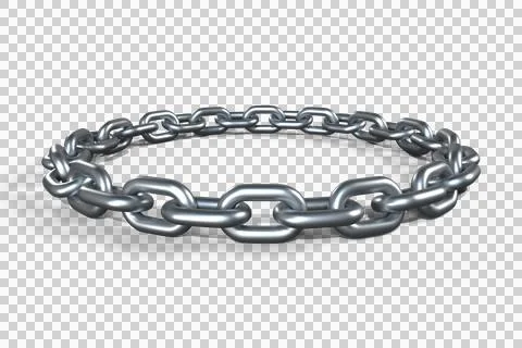 3d image of round silver chain Stock Photos