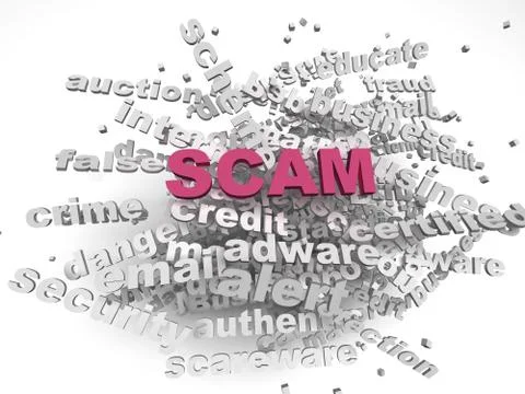 3d image Scam  issues concept word cloud background Stockillustratie
