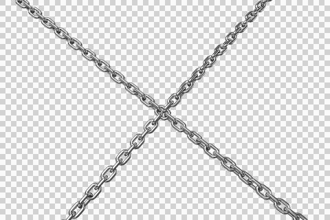 3d image of silver metal chain in crossed shape Stock Photos