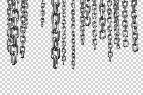 3d image of silver metal chains hanging Stock Photos