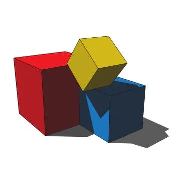3D image - simple colored scattered box cubes Stock Illustration