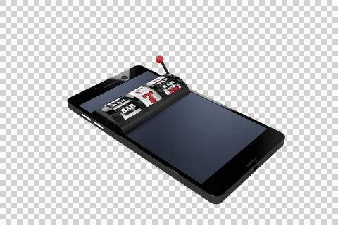 3D image of slot machine on mobile phone Stock Photos