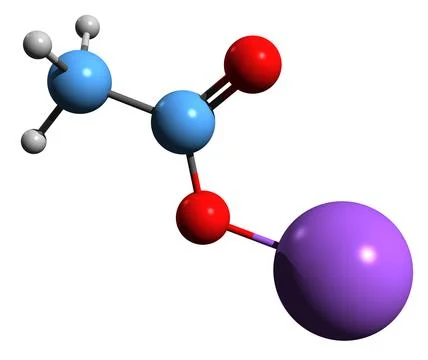 3D image of Sodium acetate skeletal formula Stock Illustration