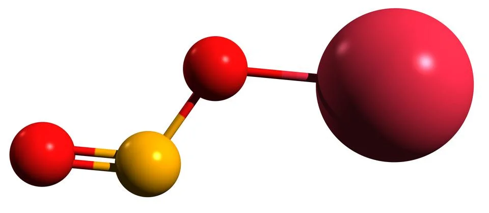 3D image of Sodium nitrite skeletal formula Stock Illustration
