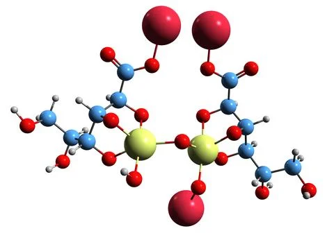 3D image of Sodium stibogluconate skeletal formula Stock Illustration