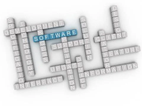 3d image Software  issues concept word cloud background Illustrazione stock