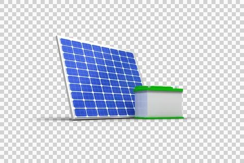 3d image of solar panel with battery Stock Photos