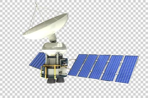 3d image of solar powered satellite Illustrazione stock