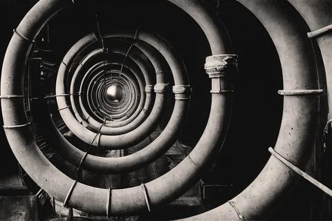 3D image of a spiral pipe in a tunnel, constructivism Stock Illustration