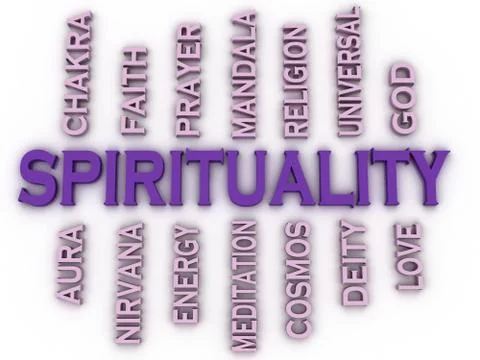 3d image spirituality issues concept word cloud background Illustrazione stock