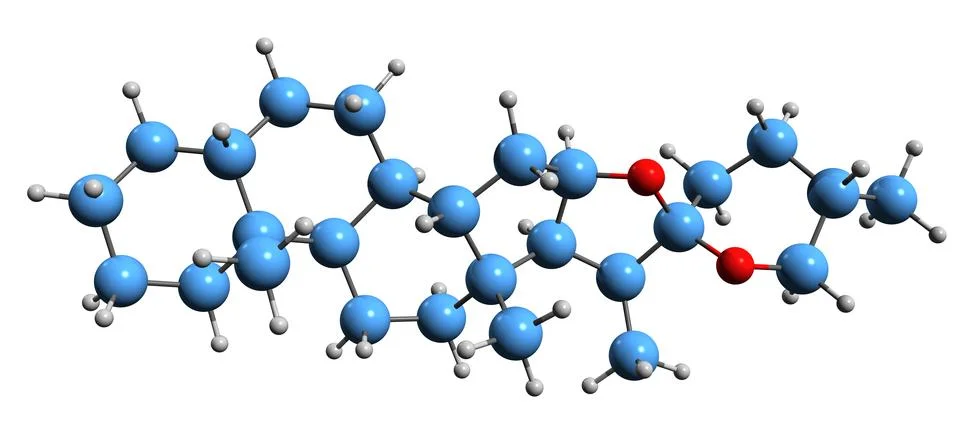 3D image of Spirostan skeletal formula Stock Illustration