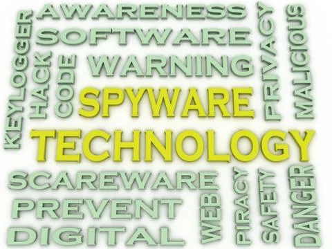 3d image spyware technology  issues concept word cloud background Stock Illustration