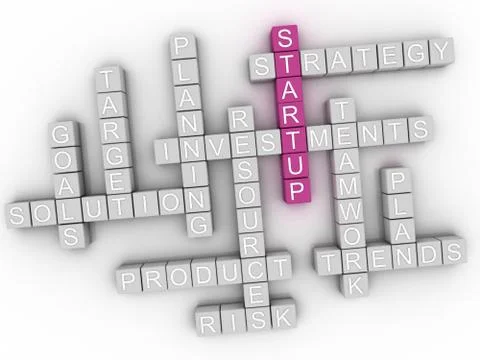 3d image Startup word cloud concept イラスト素材