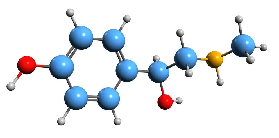 3D image of Synephrine skeletal formula Illustrazione stock