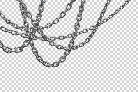 3d image of tangled silver metal chains Stock Photos
