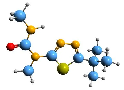 3D image of Tebuthiuron skeletal formula Ilustração Stock
