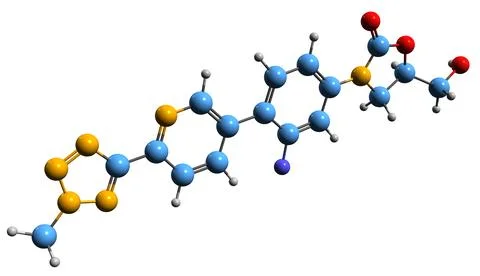 3D image of Tedizolid skeletal formula イラスト素材