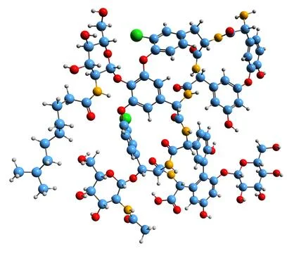 3D image of teicoplanin  А 2-2 skeletal formula Illustrazione stock