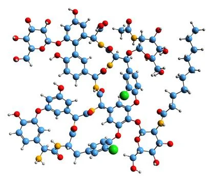 3D image of teicoplanin  А 2-3 skeletal formula イラスト素材