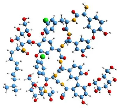 3D image of teicoplanin  А 2-5 skeletal formula Stock Illustration