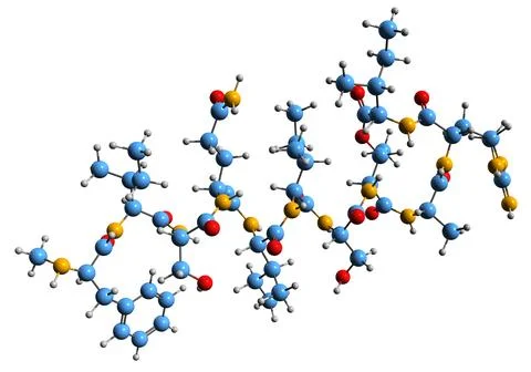3D image of Teixobactin skeletal formula Illustrazione stock